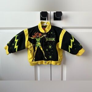 Vintage Marvel Comics Phoenix Girl Power Jean Jacket Black Yellow (Size 18 Mo)